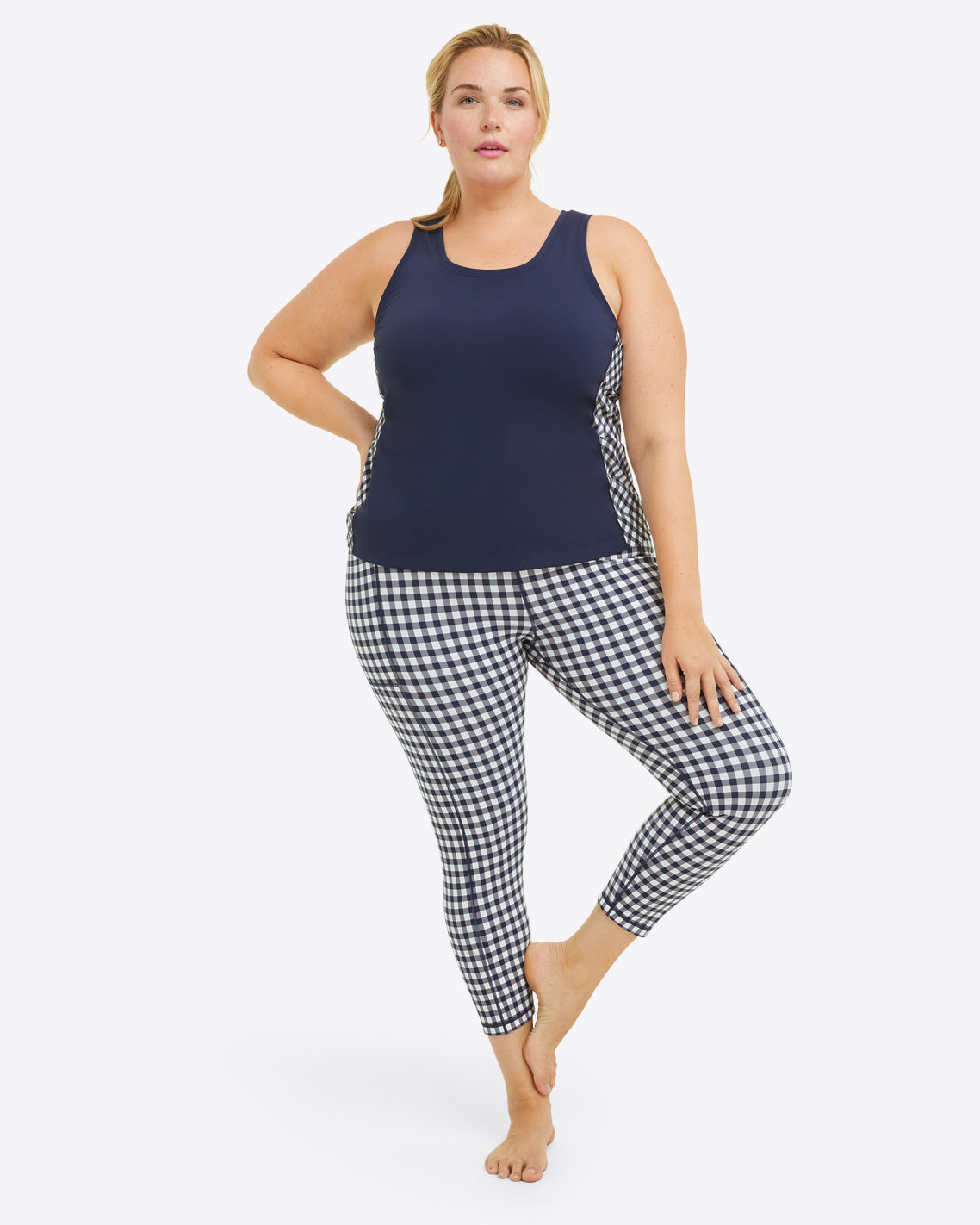 Panel Tank in Navy Gingham