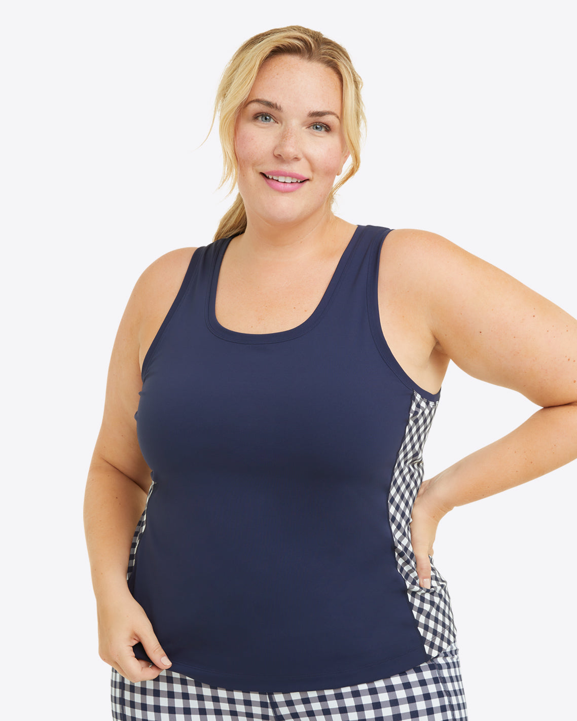 Panel Tank in Navy Gingham