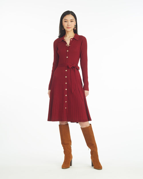 Monroe Knit Midi Dress in Burgundy
